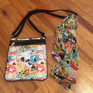 Disney purse with matching scarf